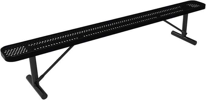 COATEDOUTDOORFURNITURE Coated Outdoor Furniture Heavy-Duty Portable Outdoor Bench Thermoplastic Coated, Punched Steel, Commercial-Grade Seating, Made in America (Portable Without Back, 8 Ft, Black)