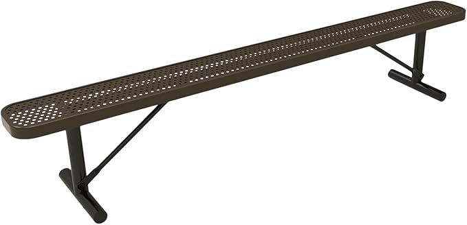 COATEDOUTDOORFURNITURE Heavy-Duty Portable Outdoor Bench Thermoplastic Coated, Punched Steel, Commercial-Grade Seating, Made in America (Portable Without Back, 8 Ft, Textured Brown)