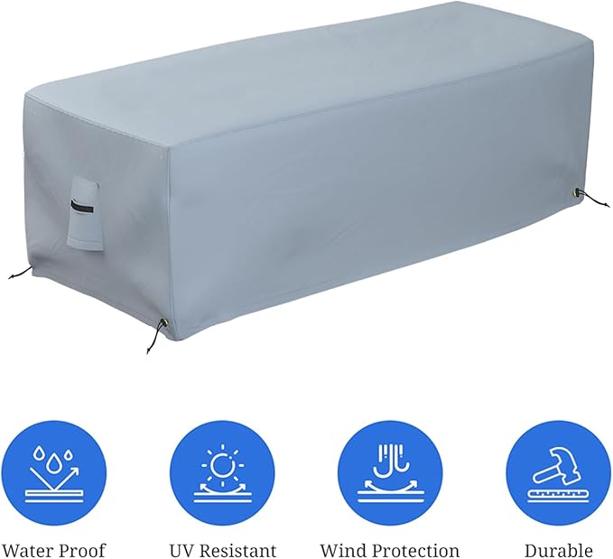 Covers & all Outdoor Rectangular Fire Pit Cover, Rectangle Heavy Duty18 Oz Waterproof UV & Weather Resistant, for Patio Lawn Garden Outside, Air Vents & Drawstrings (48"L x 25"W x 18"H, Gray)