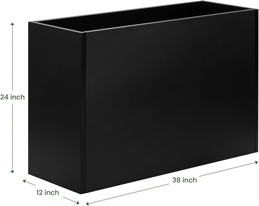 Heavy-Duty Steel Planter Box 38”x12”x24”, Rust-Resistant Large Outdoor & Indoor Plant Container, Metal Garden Box with Drainage Holes & Reinforced Edges