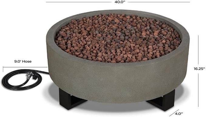 Home Square 2-Piece Set with Fire Bowl for Outdoors and Fire Glass