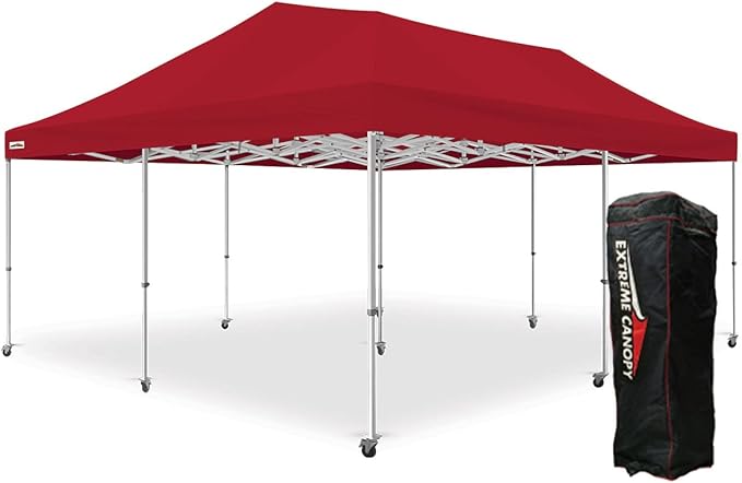 Extreme Canopy Commercial Heavy Duty Aluminum Instant Popup Canopy Tent (Red, 20ft x 20ft)