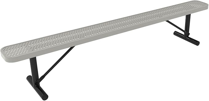 COATEDOUTDOORFURNITURE Coated Outdoor Furniture Heavy-Duty Portable Outdoor Bench Thermoplastic Coated, Punched Steel, Commercial-Grade Seating, Made in America (Portable Without Back, 8 Ft, Grey)