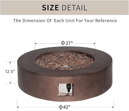 HOMPUS Outdoor Propane Fire Pit, 42 inch Round Gas Fire Pit Table,CSA Certified,Fire Table w 50000 BTU Stainless Steel Burner, Free Rocks & Rain Cover for Patio & Outside, Dark Bronze