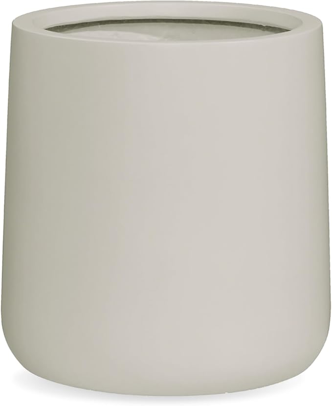 14" H x 13.7" D Conico Fiberstone Round Planter- Christmas Tree Planter, Smooth Finishes, Weather Resistant for Indoor and Outdoor Use, Included 2 Extra Coco Mats (Taupe, 10.6" Pot Opening)