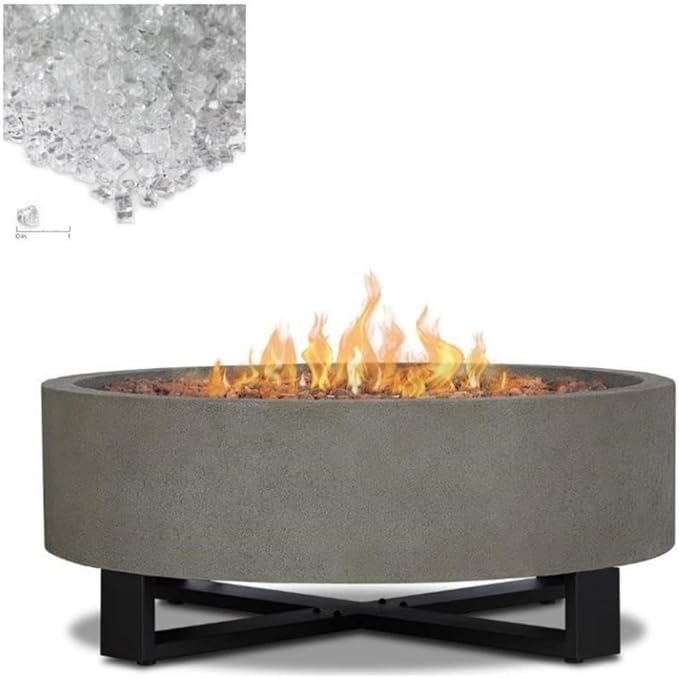 Home Square 2-Piece Set with Fire Bowl for Outdoors and Fire Glass
