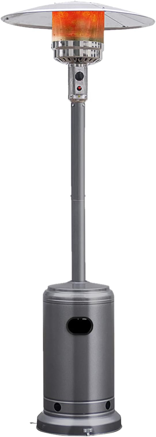 Tangkula 50,000 BTU Propane Outdoor Heater, Patio Heater with Stainless Steel Burner, Tip-over Protection and Wheels, Outdoor Heaters for Patio Commercial and Residential (Grey)