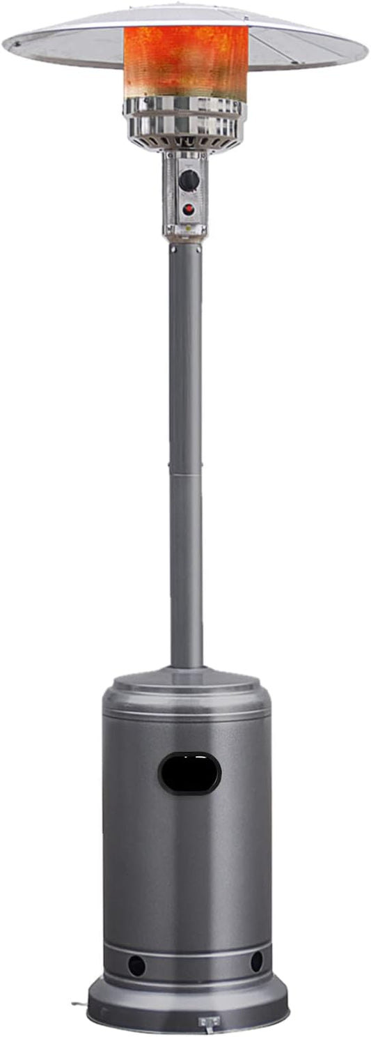 Tangkula 50,000 BTU Propane Outdoor Heater, Patio Heater with Stainless Steel Burner, Tip-over Protection and Wheels, Outdoor Heaters for Patio Commercial and Residential (Grey)
