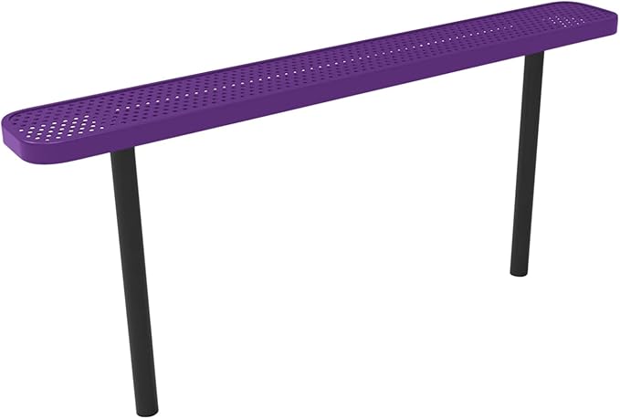 COATEDOUTDOORFURNITURE Coated Outdoor Furniture Heavy-Duty Outdoor Bench Thermoplastic Coated, Punched Steel, Commercial-Grade Seating, Made in America (Inground Without Back, 6 Ft, Textured Purple)