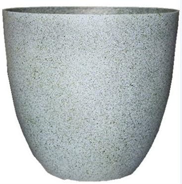 Gardener Select (EPR15-105 Large Egg Shaped Planter - Modern Indoor & Outdoor Decorative Flower Pot/Box (15 Inch, Granite Flower), Gray