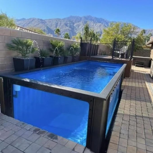20ft/40ft Outdoor Swimming Pool Large Above-Ground Backyard Pool Luxury Prefab Container Swimming Pools for Family Leisure, Home Entertainment and Daily Garden Relaxation