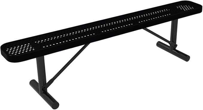 COATEDOUTDOORFURNITURE Coated Outdoor Furniture Heavy-Duty Portable Outdoor Bench Thermoplastic Coated, Punched Steel, Commercial-Grade Seating, Made in America (Portable Without Back, 6 Ft, Black)