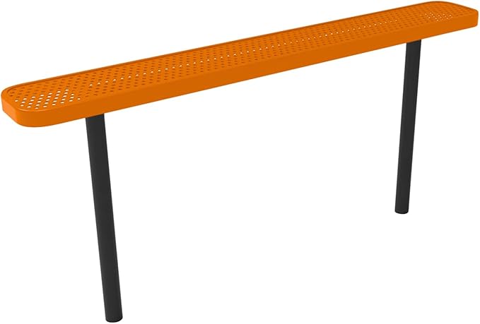 COATEDOUTDOORFURNITURE Heavy-Duty Outdoor Bench Thermoplastic Coated, Punched Steel, Commercial-Grade Seating, Made in America (Inground Without Back, 6 Ft, Textured Orange)