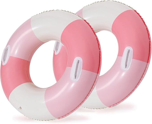 2PCS 30IN Inflatable Pool Floats Adult Large Swim Ring Classic Striped Pool Inner Tubes,Premium 30" Summer Water Floats for Adults Rings Pool Floaties Adult Size for Summer Pool Party Beach