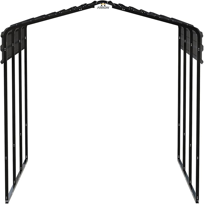 Arrow Carports Galvanized Steel Carport, Compact Car Metal Carport Kit, 10' x 15' x 7', Charcoal