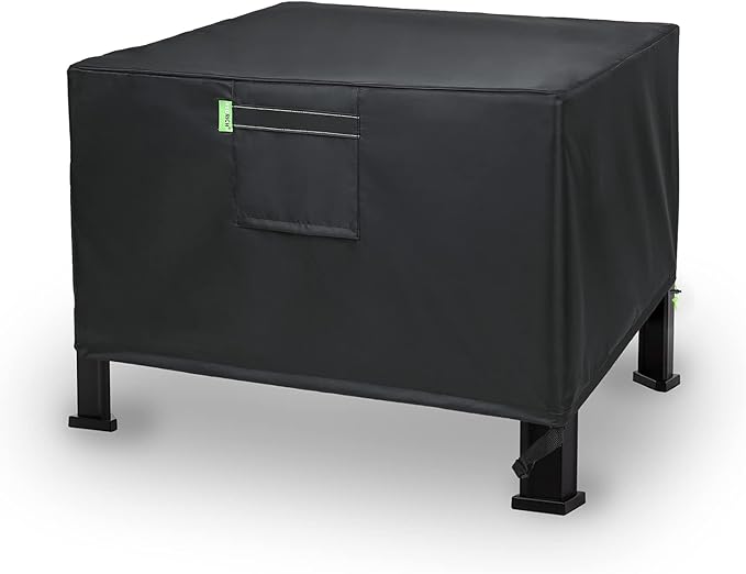 REDRICH Fire Pit Cover Square – Heavy Duty Outdoor Firepit Cover, Full Coverage Patio Outdoor Fireplace Cover, Dustproof Anti UV and Waterproof, 28’’L x 28’’W x 24’’H Black