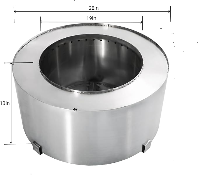 28.5" Smokeless Fire Pit, Stainless Steel Outdoor Firepit, Bonfire Fire Pit, Wood Burning Stove for Patio, Backyard, Camping