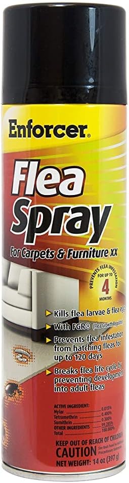 Enforcer Flea Spray for Carpets & Furniture - 14 oz (Case of 12) ENFS14 - Kills Fleas, Ticks & Carpet Beetles