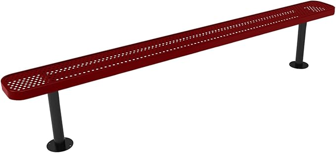 COATEDOUTDOORFURNITURE Coated Outdoor Furniture Heavy-Duty Outdoor Bench Thermoplastic Coated, Punched Steel, Commercial-Grade Seating, Made in America (Surface Without Back, 8 Ft, Textured Burgundy)
