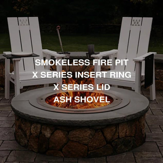 Breeo Smokeless Fire Pit Insert Bundle – X Series Insert Ring, Lid, and Ash Shovel Included – Fits Stone or Brick Surround 22" - 26" Diameter – Outdoor Fire Pit Upgrade - X19 Series, Stainless Steel