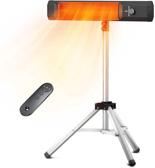 Outdoor Patio Heater w/Remote, Infrared Electric Heater with Tripod, 68''Adjustable Height,Child Lock&9H Timer, Tip-Over&Overheat Protection, 1500W,IP65 Waterproof, Super Quiet For Outdoor/Indoor Use