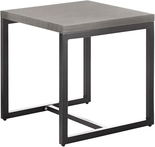 Rilyson Patio Tables Outdoor Coffee Table - Steel Side Tables End Table for Proch Deck Balcony Garden Squre Grey Tabletop