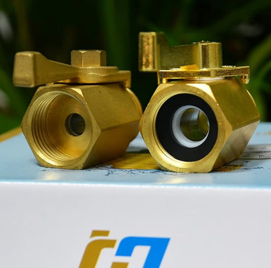 HQMPC Super Heavy Duty 3/4" Brass Shut Off Valve Garden Hose Shut Off Valve Garden Hose Connector 2 PCS