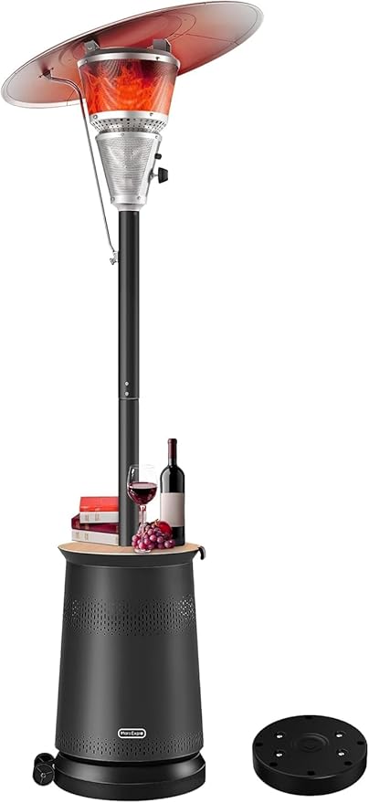 50,000 BTU Patio Heater for Outdoor Use With Adjustable Heat Focusing Top, Portable Propane Patio Heater with Wheels, Stainless Steel Burner for Porch, Deck, Garden, Commercial(Black)