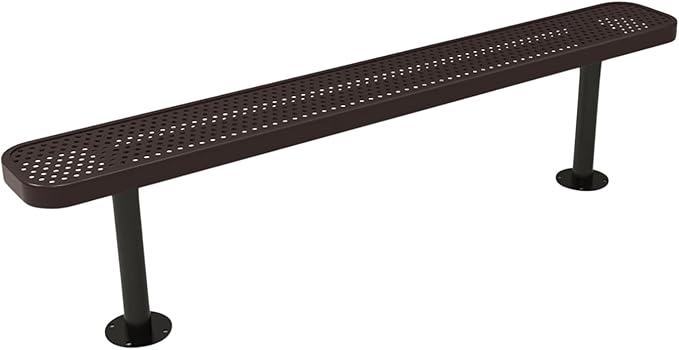 COATEDOUTDOORFURNITURE Coated Outdoor Furniture Heavy-Duty Outdoor Bench Thermoplastic Coated, Punched Steel, Commercial-Grade Seating, Made in America (Surface Without Back, 6 Ft, Brown)