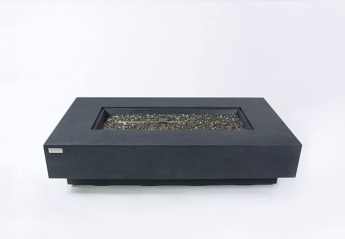 AMS Fireplace | Elementi Plus | Positano | Rectangular Dark Gray Concrete Propane Gas Fire Table Pit