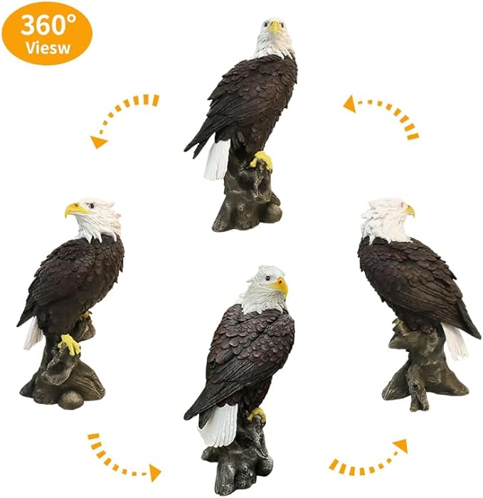 VV-Ladybug Garden Decor Sculptures Statues Outdoor, Bald Eagle Statue Christmas Animal Decoration, Home Patio Decor Gardening Gifts for Porch,12.99Inch Tall