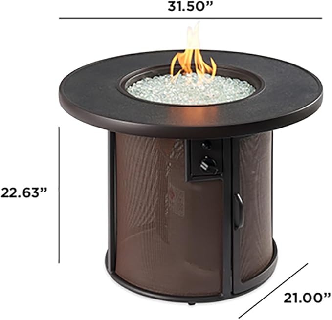 The Outdoor GreatRoom Company Stonefire Fire Table with Electronic Ignition (SF-32-K-CF-DSI-LP), Propane, 32x32-Inches