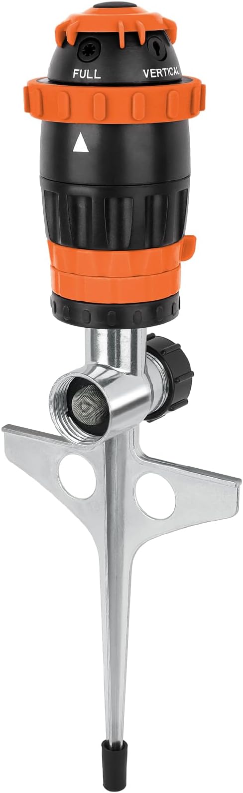 RESTMO Gear Drive Sprinkler with Metal Spike Base, 5-Pattern Heavy Duty Gardening Watering System, Multi-Adjustable Lawn Sprinkle for Garden Plant, Flower Bed and Large Yard Area Watering, Orange