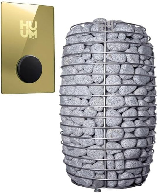 Model CL12GCP, Cube-Series Outdoor Home Sauna Suite Kit, Up to 8 Persons (Sauna Heater and Sauna Stones Included) (HIVE MINI 11 WiFi - Gold)