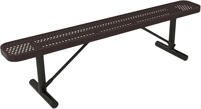 COATEDOUTDOORFURNITURE Coated Outdoor Furniture Heavy-Duty Portable Outdoor Bench Thermoplastic Coated, Punched Steel, Commercial-Grade Seating, Made in America (Portable Without Back, 6 Ft, Brown)