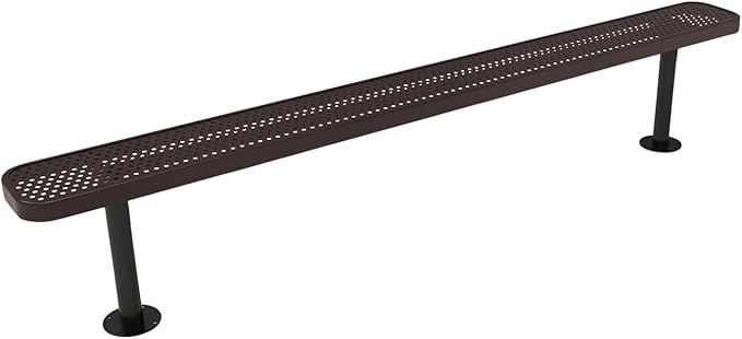 COATEDOUTDOORFURNITURE Coated Outdoor Furniture Heavy-Duty Outdoor Bench Thermoplastic Coated, Punched Steel, Commercial-Grade Seating, Made in America (Surface Without Back, 8 Ft, Brown)