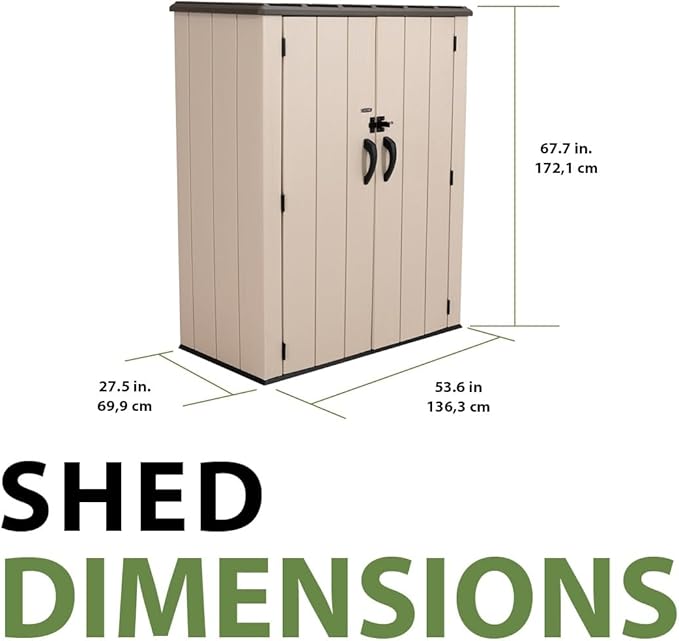 LIFETIME 60326 Vertical Storage Shed, Pack of 1, Desert Sand