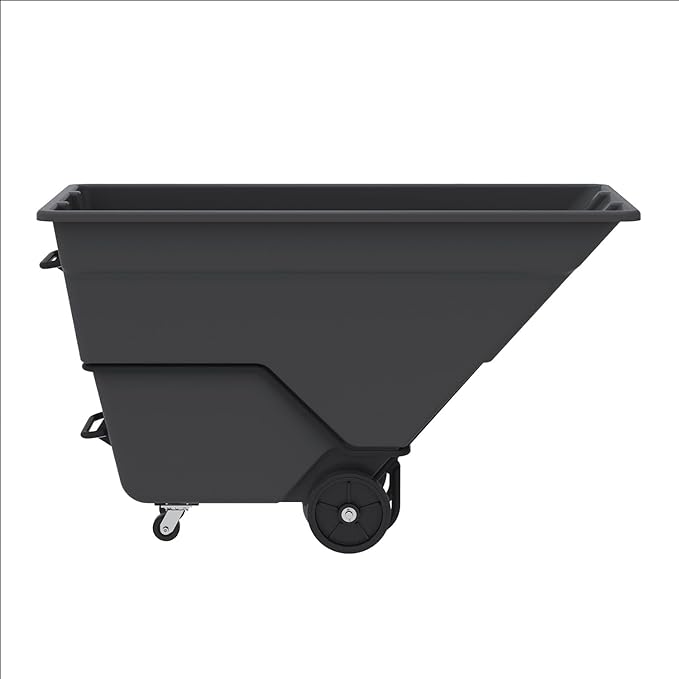 Akro-Mils 77710BLACK Akro-Tilt Heavy-Duty 1.5 Cubic Yard Plastic Truck Utility Cart, Loads up to 2000 lbs., 300 Gallon Capacity, Black