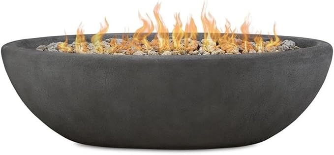 Home Square 2-Piece Set with Large Oval LP Metal Fire Bowl and Fire Glass