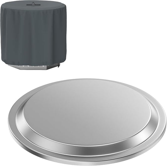 Fire Pit Lid with 600D Oxford Fabric Fire Pit Cover for Solo Stove Yukon 27'' Fire Pit,Stainless Steel Portable Firt Pit Accessories for Outdoor Fireplace and Camping,27 Inch