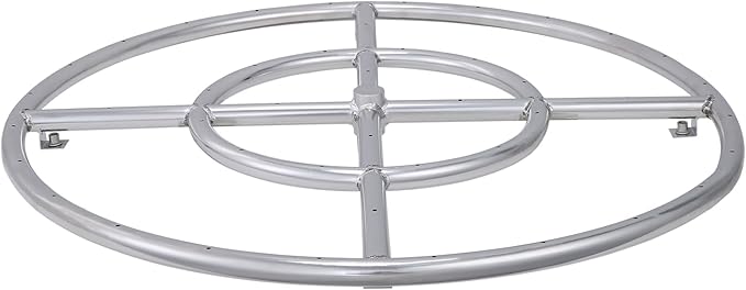VEVOR 24 inch Round Drop-in Fire Pit Pan, Stainless Steel Fire Pit Burner, Natural & Propane Gas Fire Pan 92,000 BTU, for Indoor or Outdoor Use