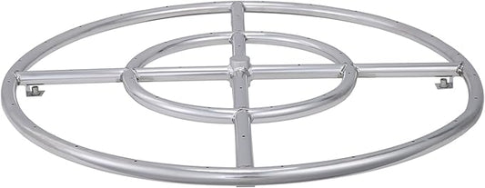 VEVOR 24 inch Round Drop-in Fire Pit Pan, Stainless Steel Fire Pit Burner, Natural & Propane Gas Fire Pan 92,000 BTU, for Indoor or Outdoor Use
