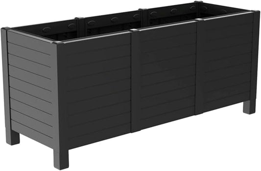 Tierra Verde 17-Inch x 48-Inch Raised Garden Trough Box with Tool-Free Connect System and Crafted from Recycled Materials, for Patios or Decks, Black