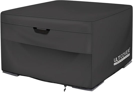 ULTCOVER Patio Fire Pit Table Cover Square 28 inch Outdoor Waterproof Fire Bowl Cover, Black