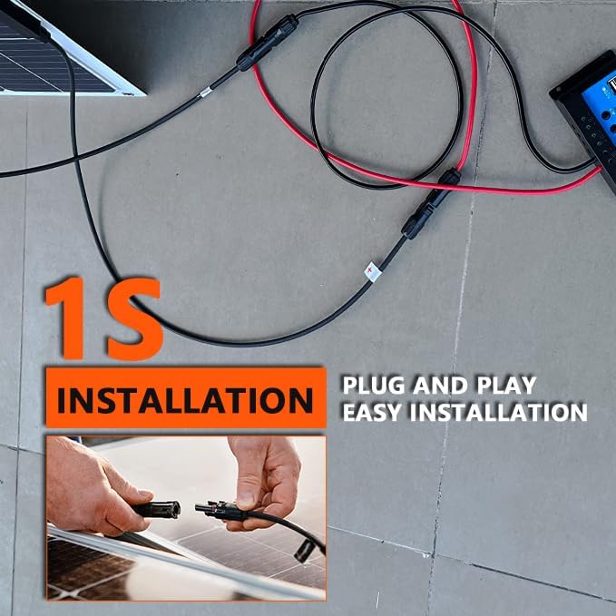 20Ft Solar Extension Cable 12AWG, 20 Feet Solar Panle Extension Wires Both End with Solar Connector for Solar Systems, Car, RVs, and Boats