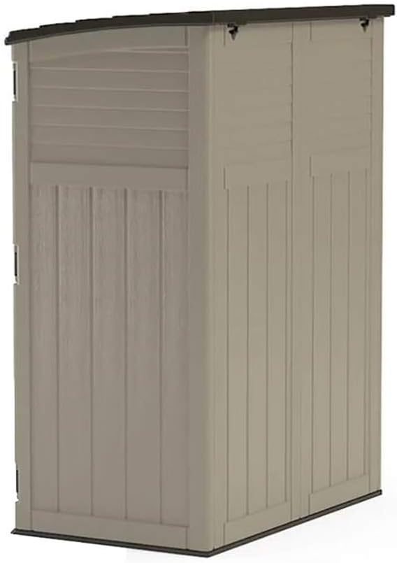 Suncast Outdoor Storage Cabinet Waterproof Resin Vertical Outdoor Storage Shed (54 cu. ft.) for Patio, Garden Tools, Cushions, & Equipment. Weatherproof Plastic Multi-Wall Design, Capacity Made in USA