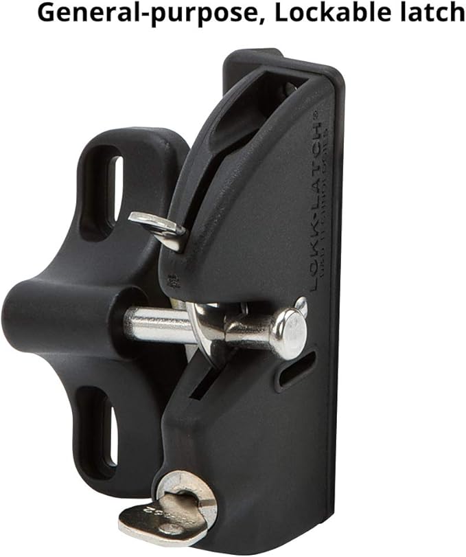 D&D Technologies LLAA LokkLatch, Locking Gate Gravity Latch, Key Lockable on One Side of Gate, for Metal, Wood, and Vinyl Fences, Black