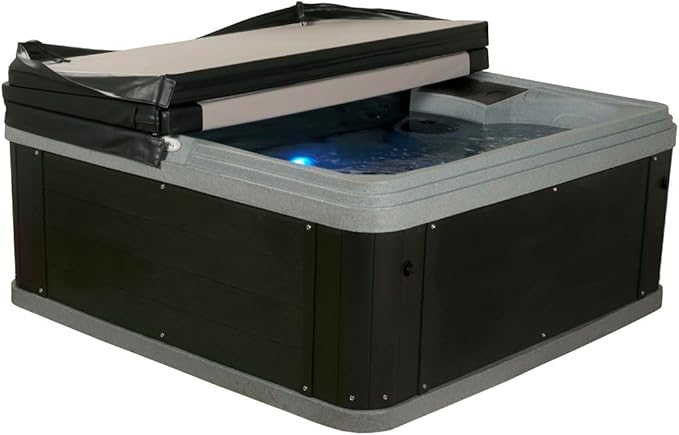 AquaLife Ariana™ 7-Person 30-Jet Non-Lounger Hot Tub with LED Lighting, Insulated Cover, Built-in Ice Bucket, Stainless Steel Heater and Ozonator