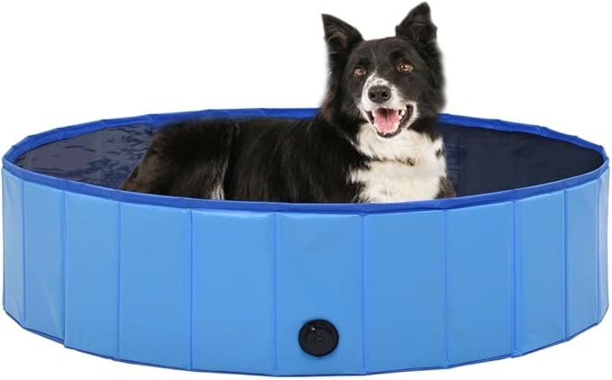 Foldable Dog Swimming Pool, Foldable Pet Swimming Pool, Portable Dog Pool, Bath Pool Collapsible Dog Pet Pool Bathing Tub, 47.2"x11.8" PVC Blue
