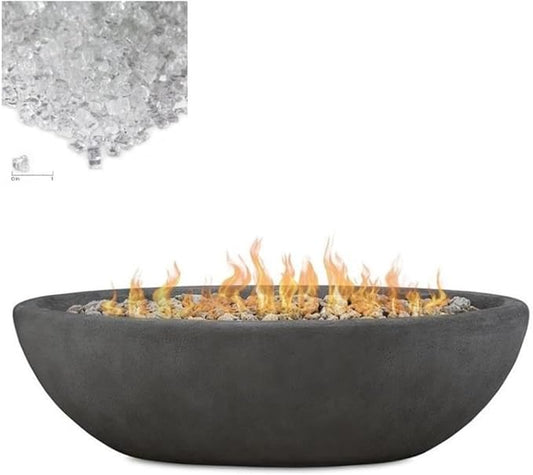 Home Square 2-Piece Set with Large Oval LP Metal Fire Bowl & Fire Glass